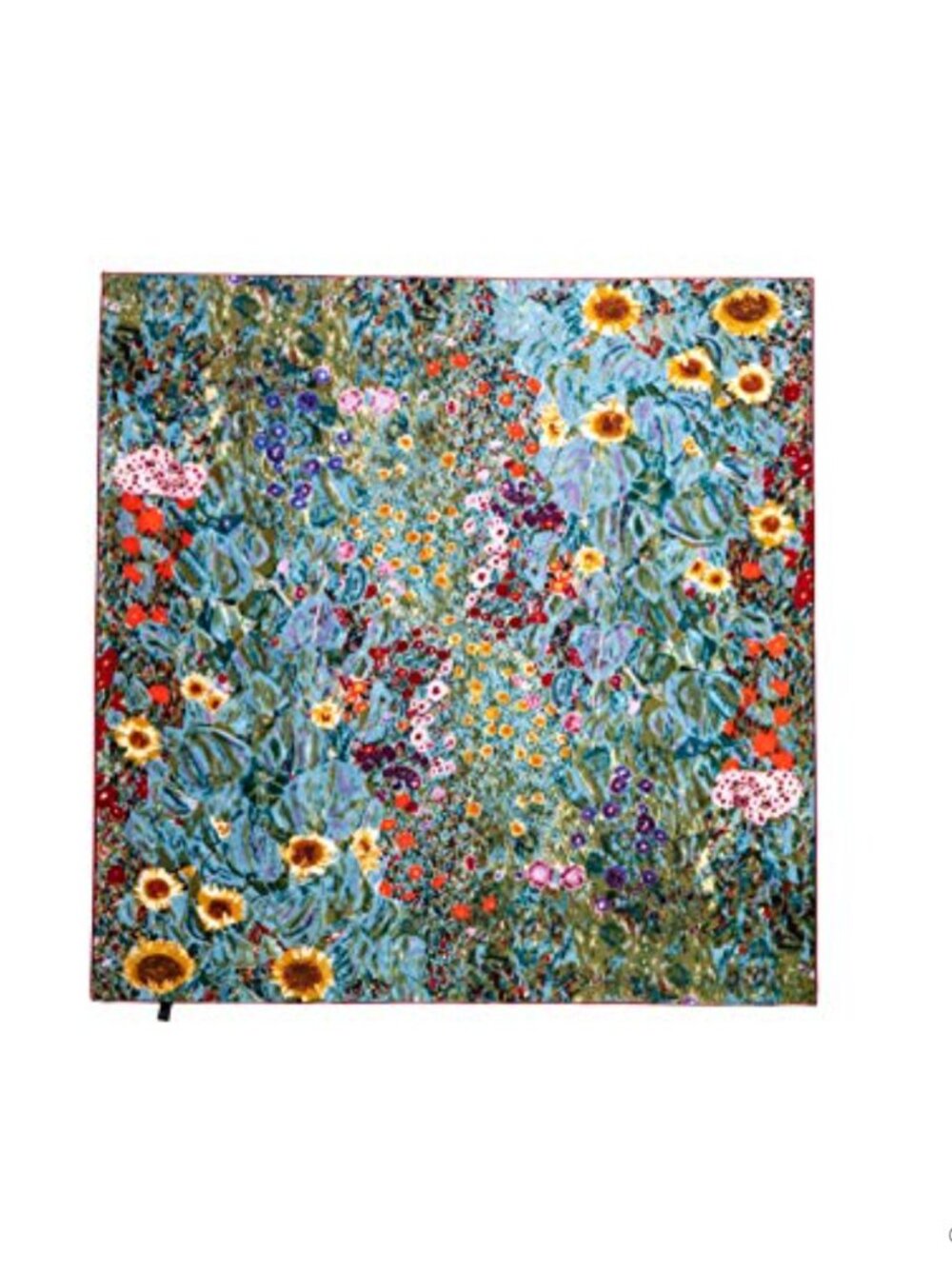 100% Silk Square Scarf Van Gogh Painted 35.4in Floral Wrap Women